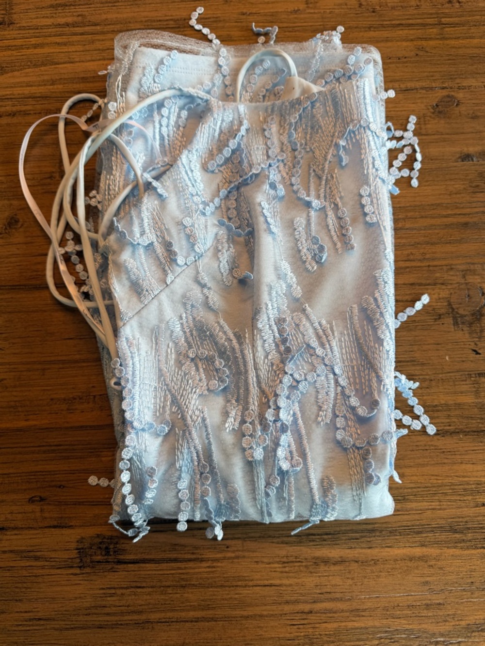 Lulu's Making Magic Light Blue Fringe Lace Up mini Dress - size small - Picture 9 of 10